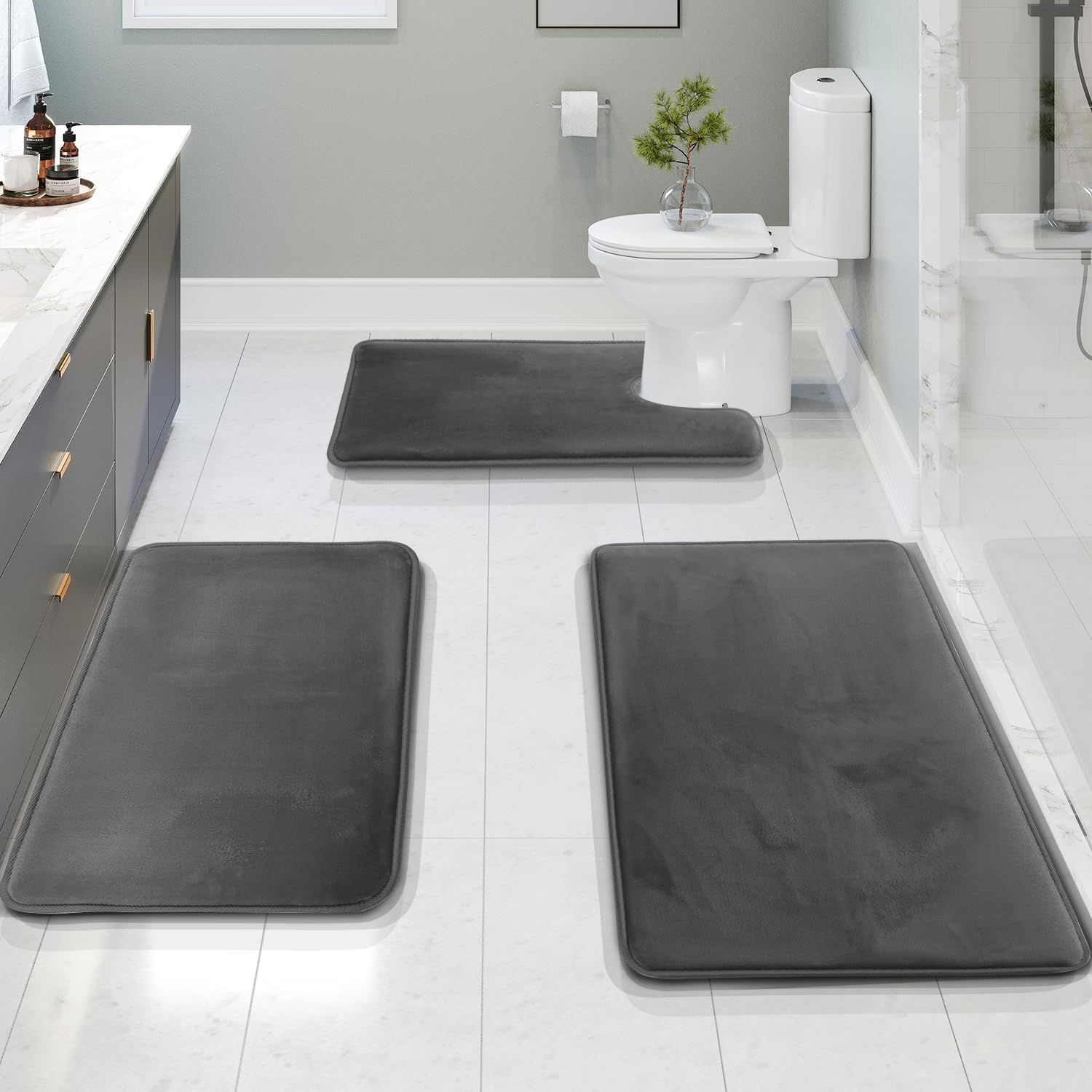 Velona 3-Piece Memory Foam Bath Mat Set