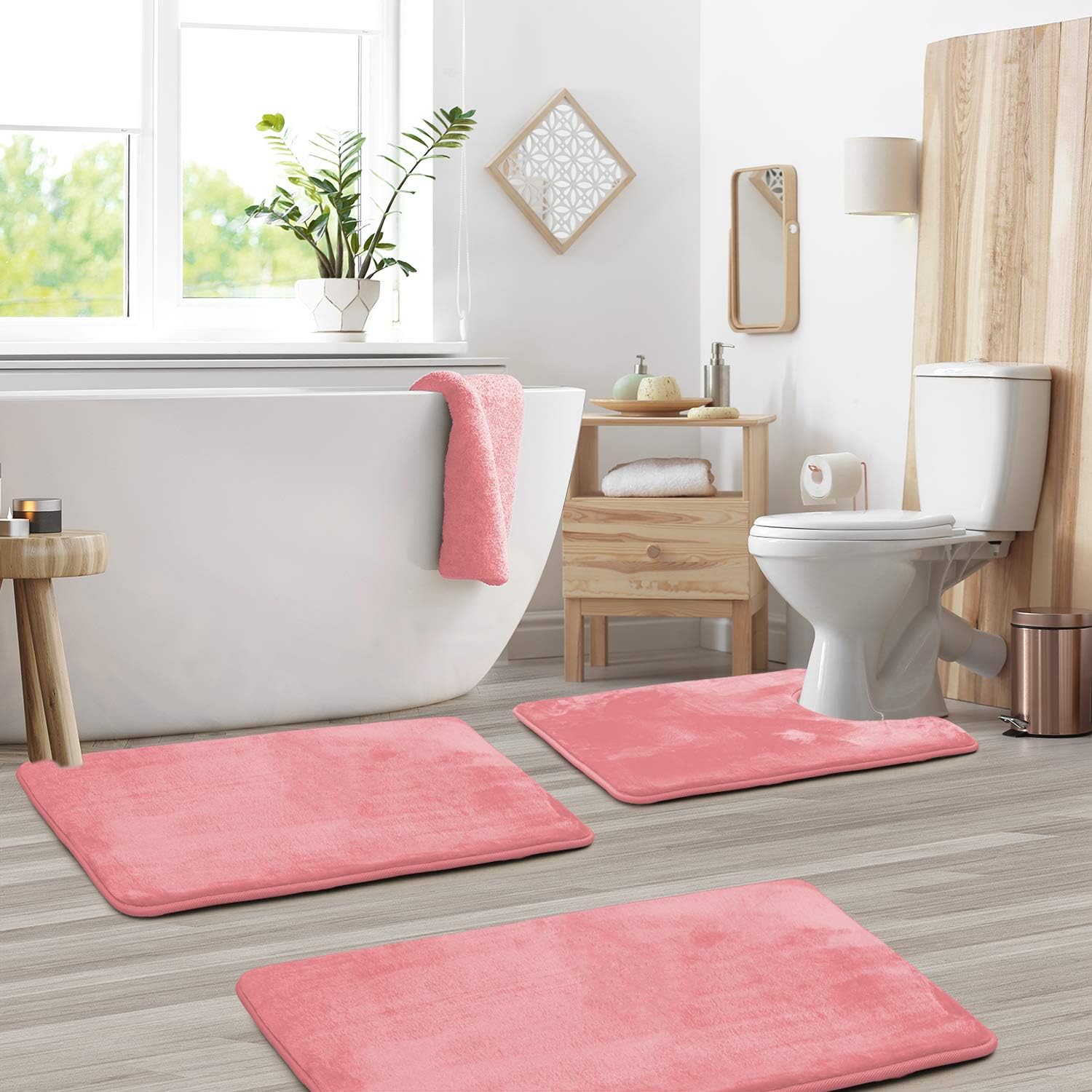 Velona 3-Piece Memory Foam Bath Mat Set