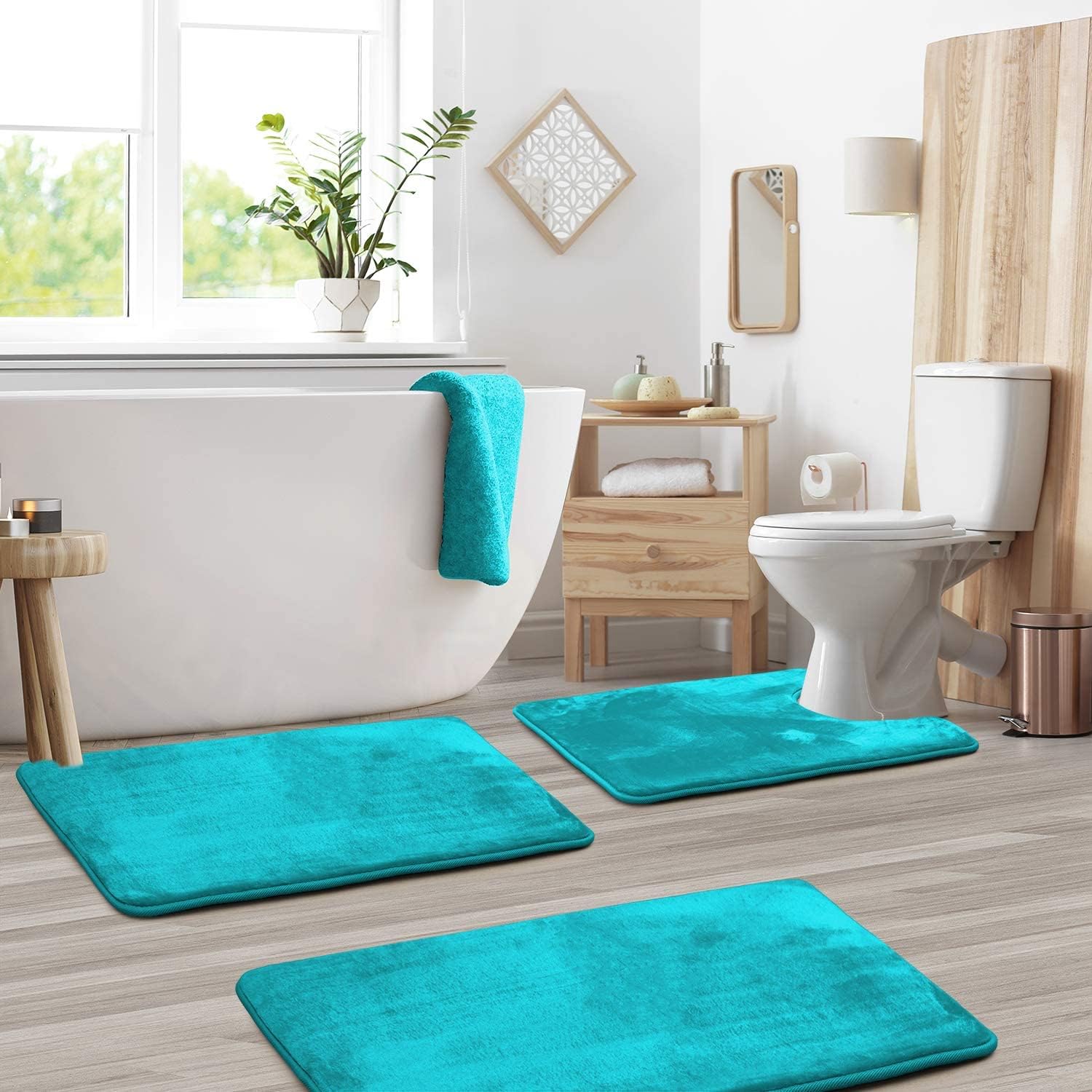 Velona 3-Piece Memory Foam Bath Mat Set
